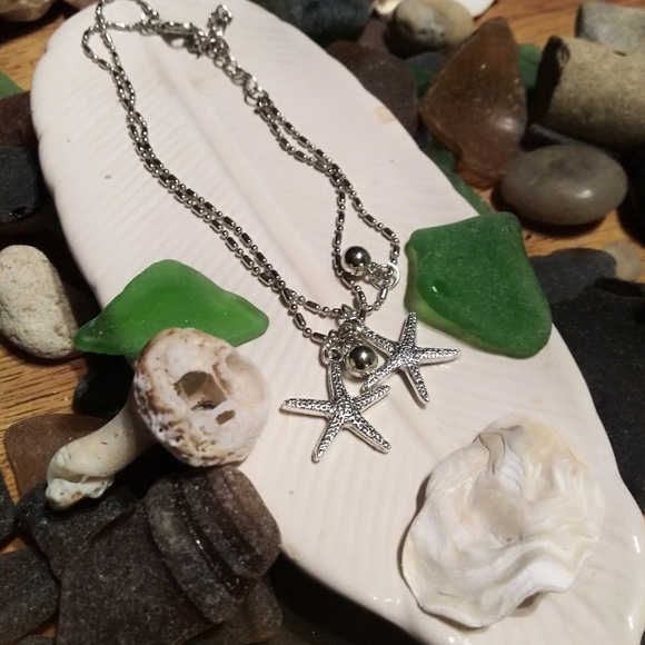 Double Starfish silver anklet - Picture 1 of 1